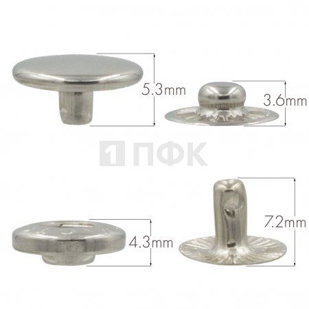 Кнопка для одежды 12,5мм Альфа нерж цв никель (уп 1440шт) STORM