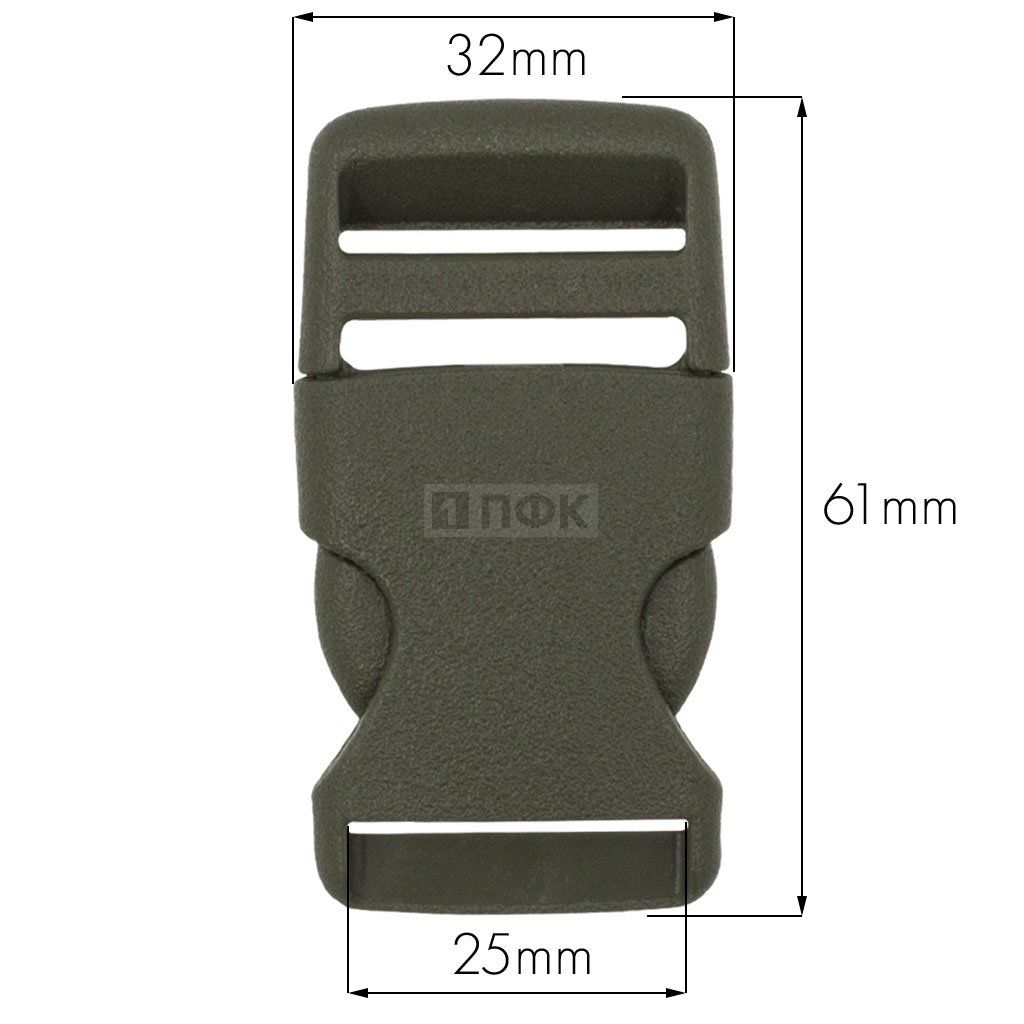 Фастекс A-25 (защелка-трезубец) ПП 25мм цв хаки (уп 1000шт)