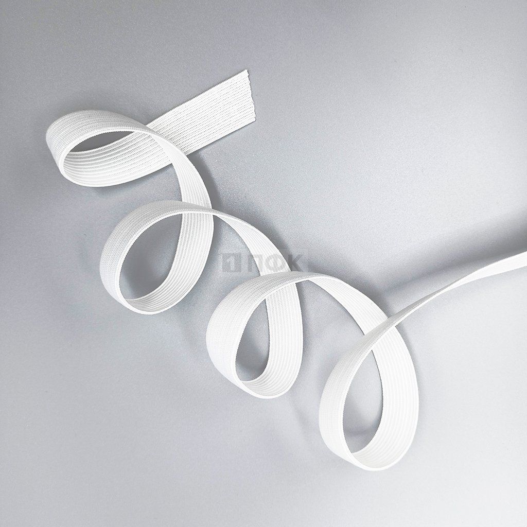 Резинка вязанная 15мм 6 гр/м цв белый (рул 40м/уп 400м)