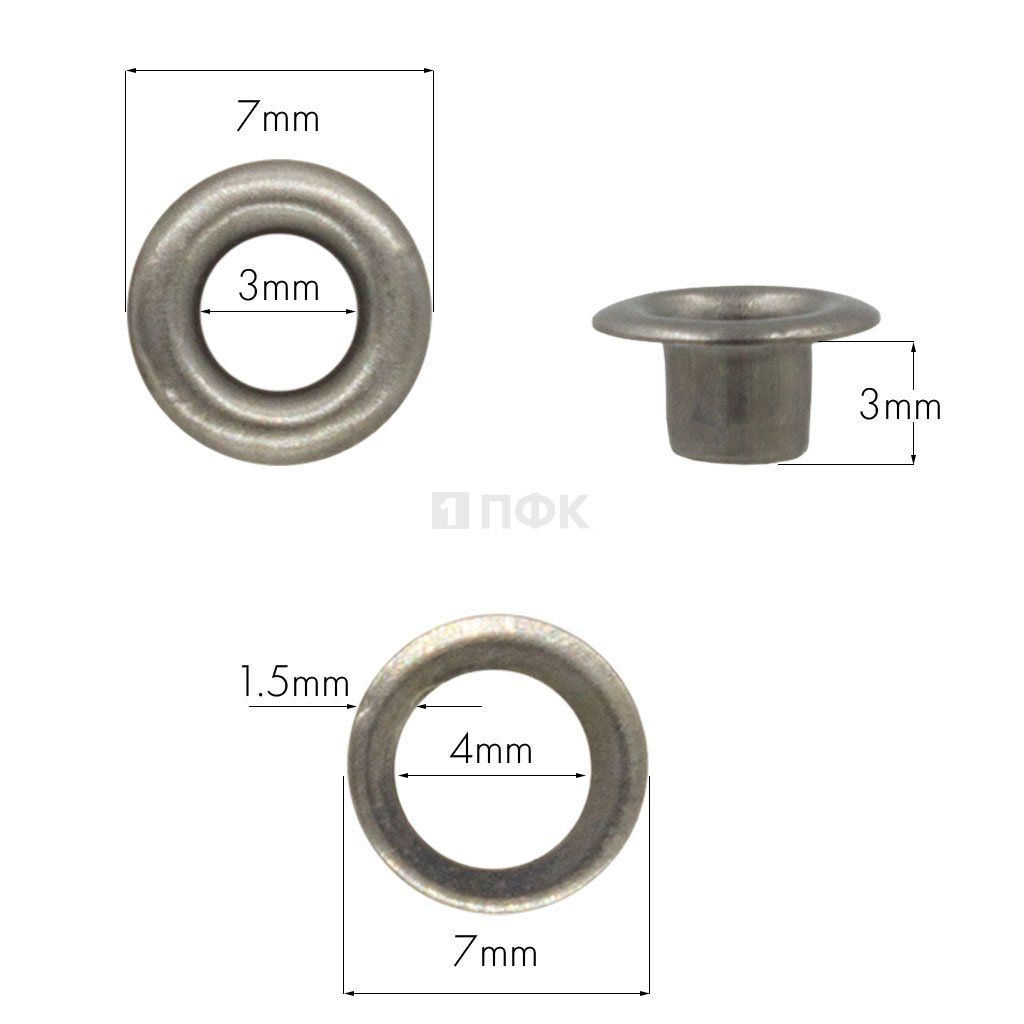 Люверсы №17 3мм латунь цв никель темн (уп 5000шт) 