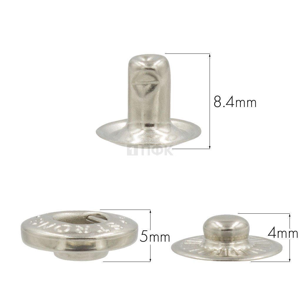 3 Части кнопки для одежды 15мм Альфа сталь цв никель (уп 720шт) STRONG