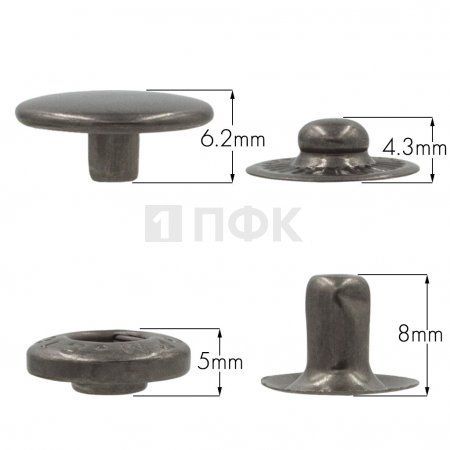 Кнопка для одежды 15мм Альфа нерж цв никель тем(уп 720шт) STORM 