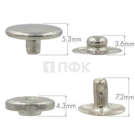 Кнопка для одежды 12,5мм Альфа нерж цв никель (уп 1440шт) STORM