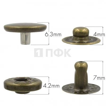 Кнопка для одежды 12,5мм Альфа нерж цв антик (уп 1440шт) DNG