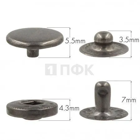 Кнопка для одежды 12,5мм Альфа нерж цв никель тем (уп 1440шт) NEW STAR